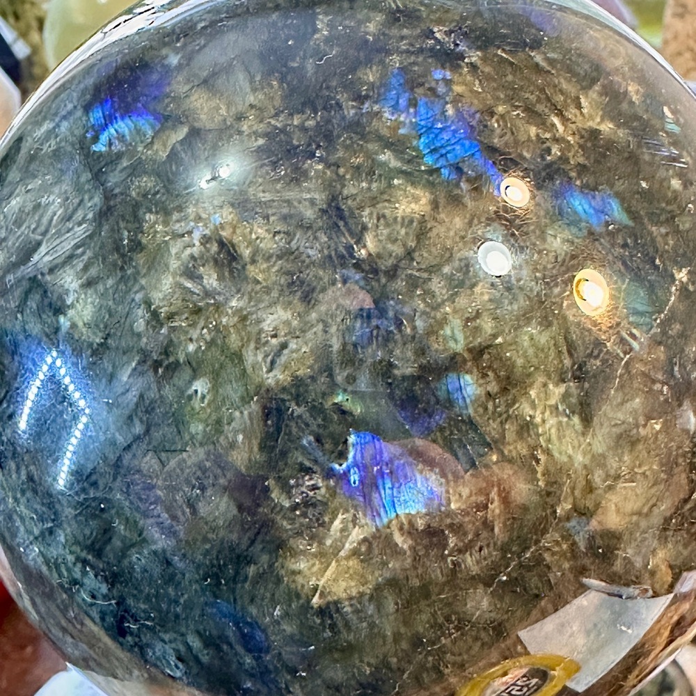Labradorite Crystal Ball With Blue Flash! 4” Wide